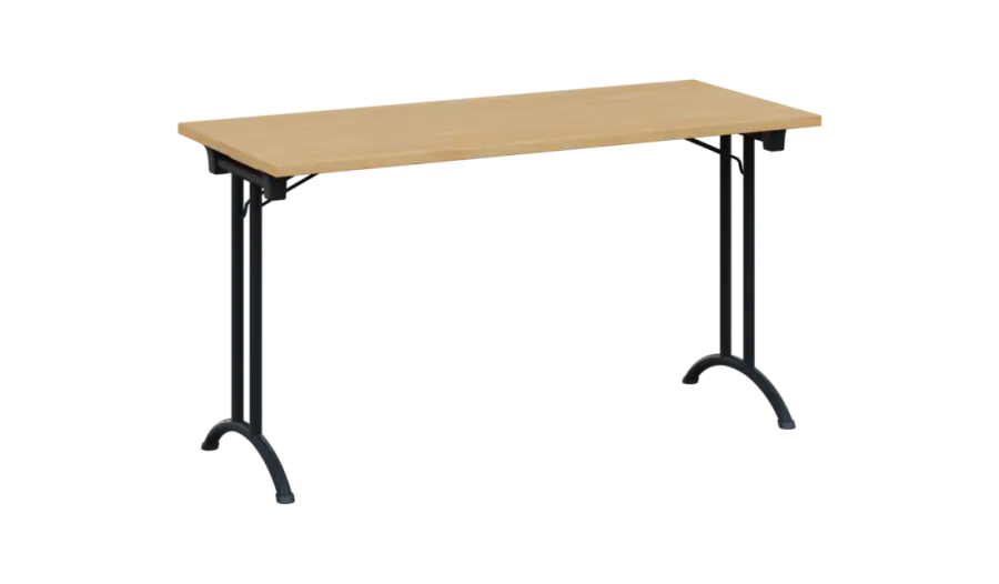 SLA 140 lak skládací jednací stůl 1394x600, deska 25 mm, podnož černý lak, deska javor horský